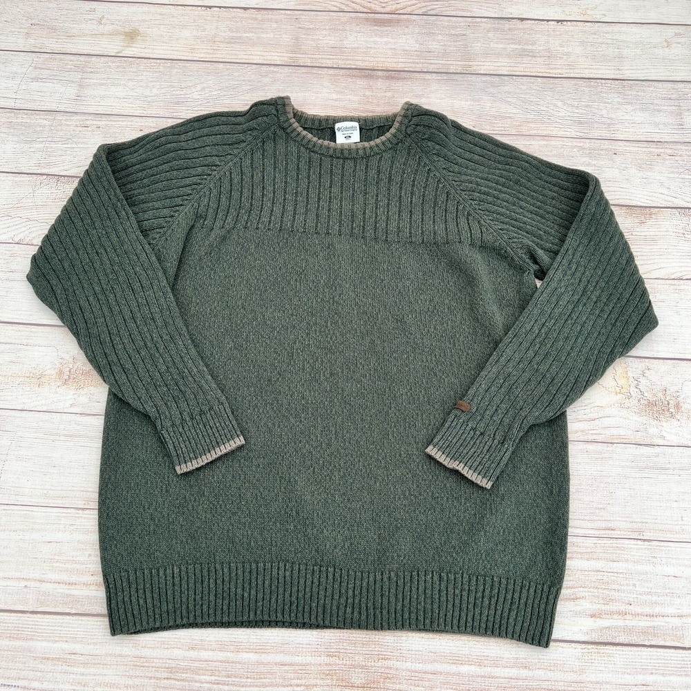 Columbia Sweater Men's Green Size XL Cotton Pullover Casual